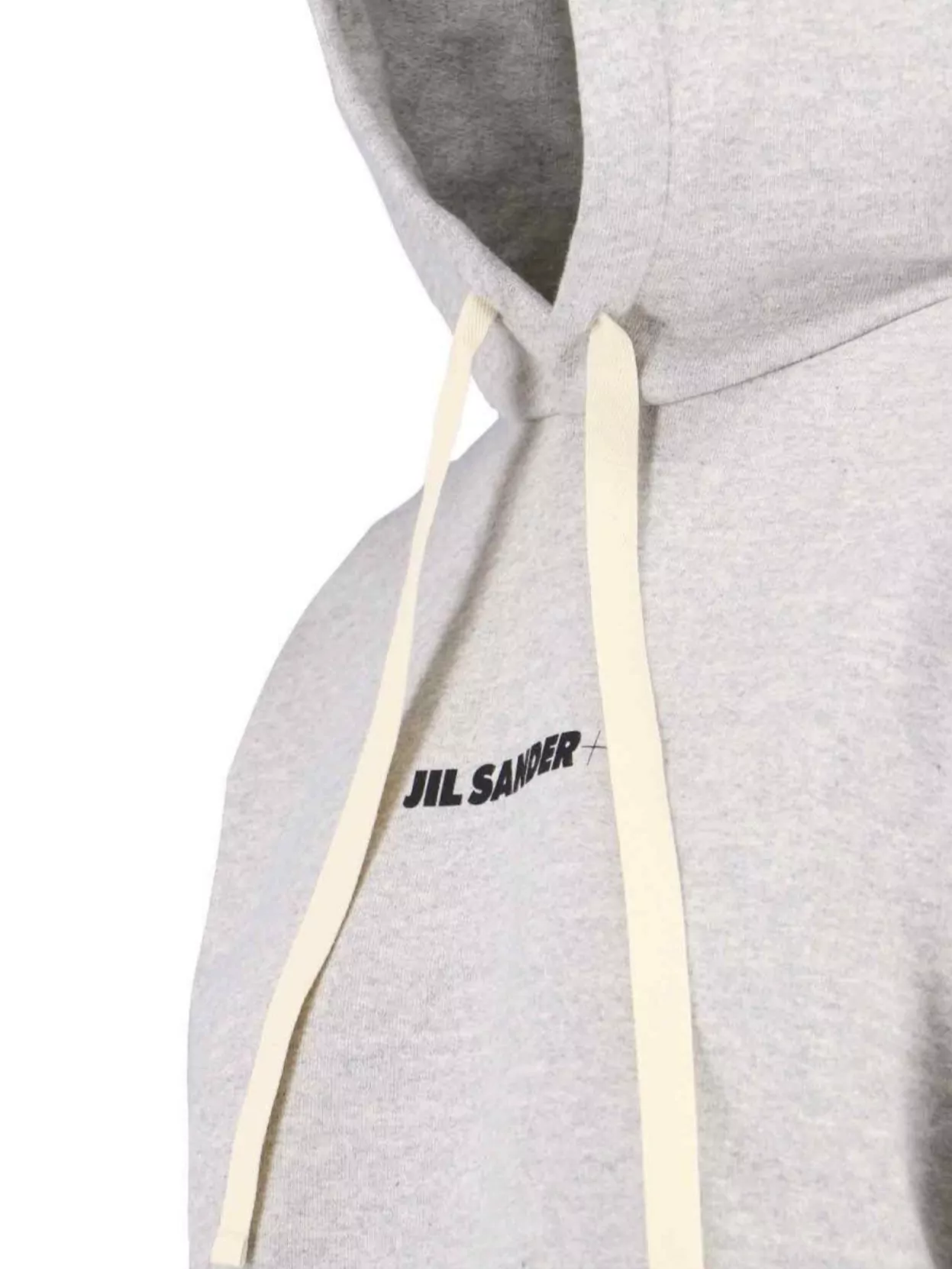 Jil Sander Hooded Knit Sweatshirt With Ribbed Cuffs And Hem In Neutral
