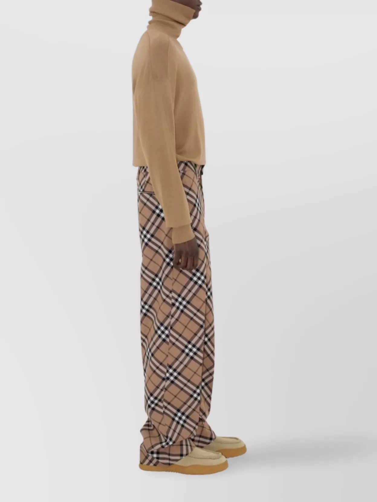 Burberry Tailored Wool Blend Trousers With Nova Check Pattern In Brown