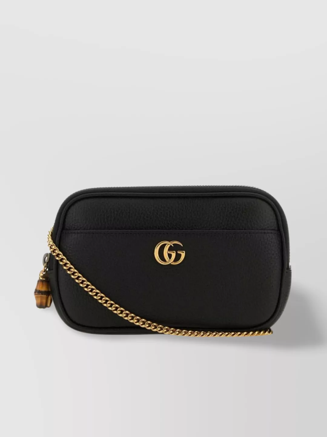 Shop Gucci Leather Shoulder Bag With Chain Strap And Tassel Detail In Black