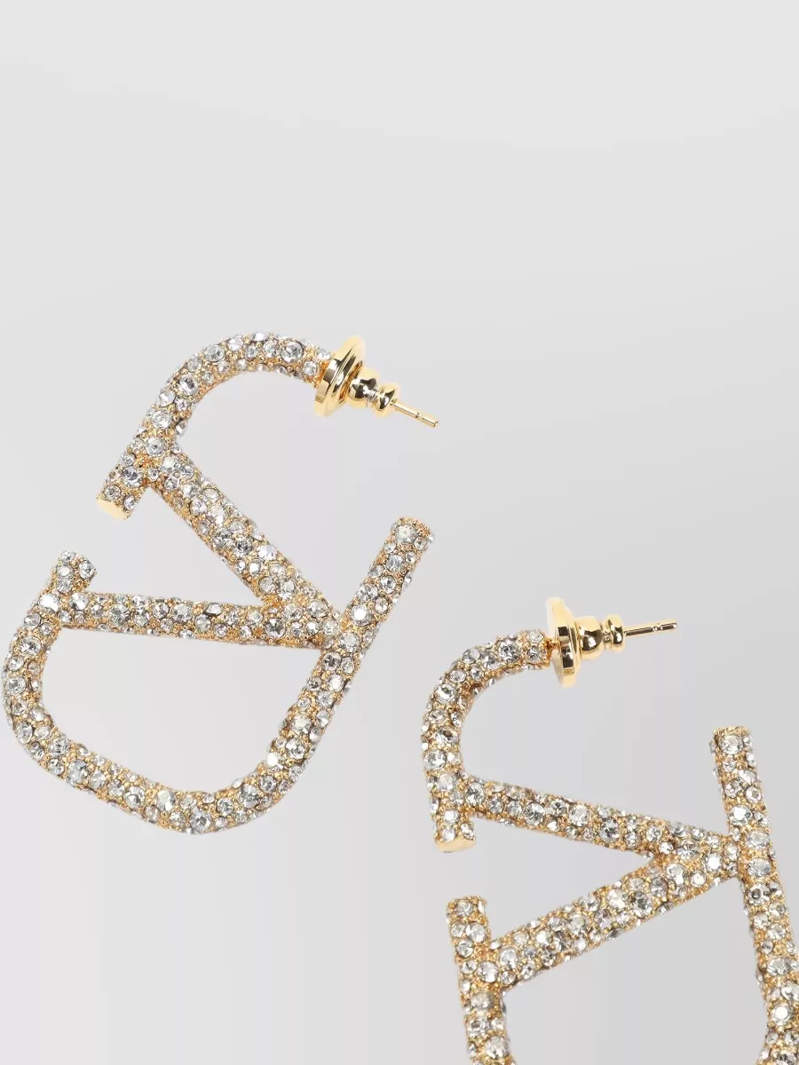 Valentino Garavani Valentino Crystal Hoop Brass Earrings 45Mm