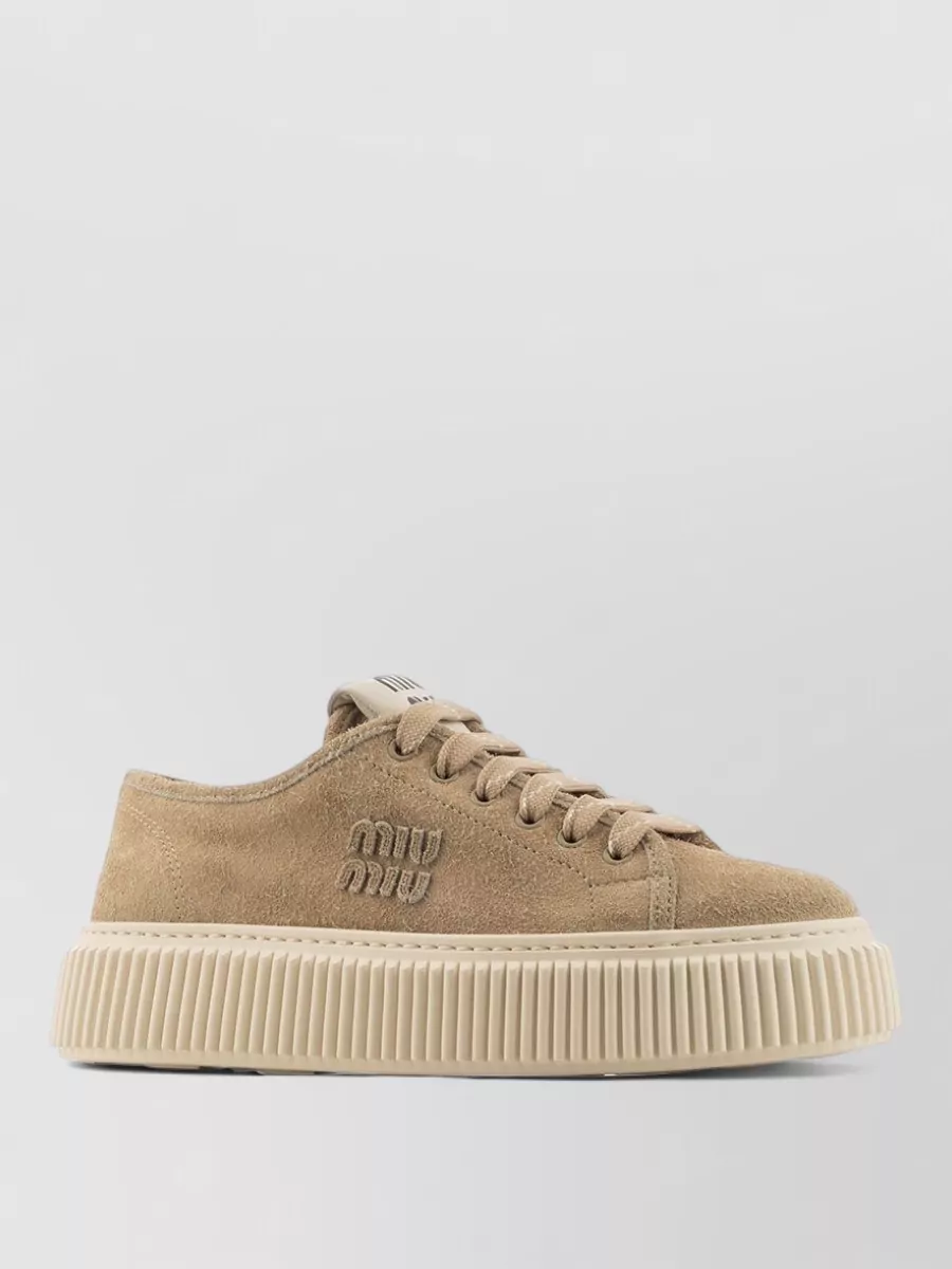 Miu Miu Suede Lace-Up Sneakers