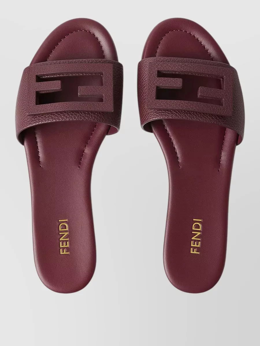 Fendi Leather Baguette Slides