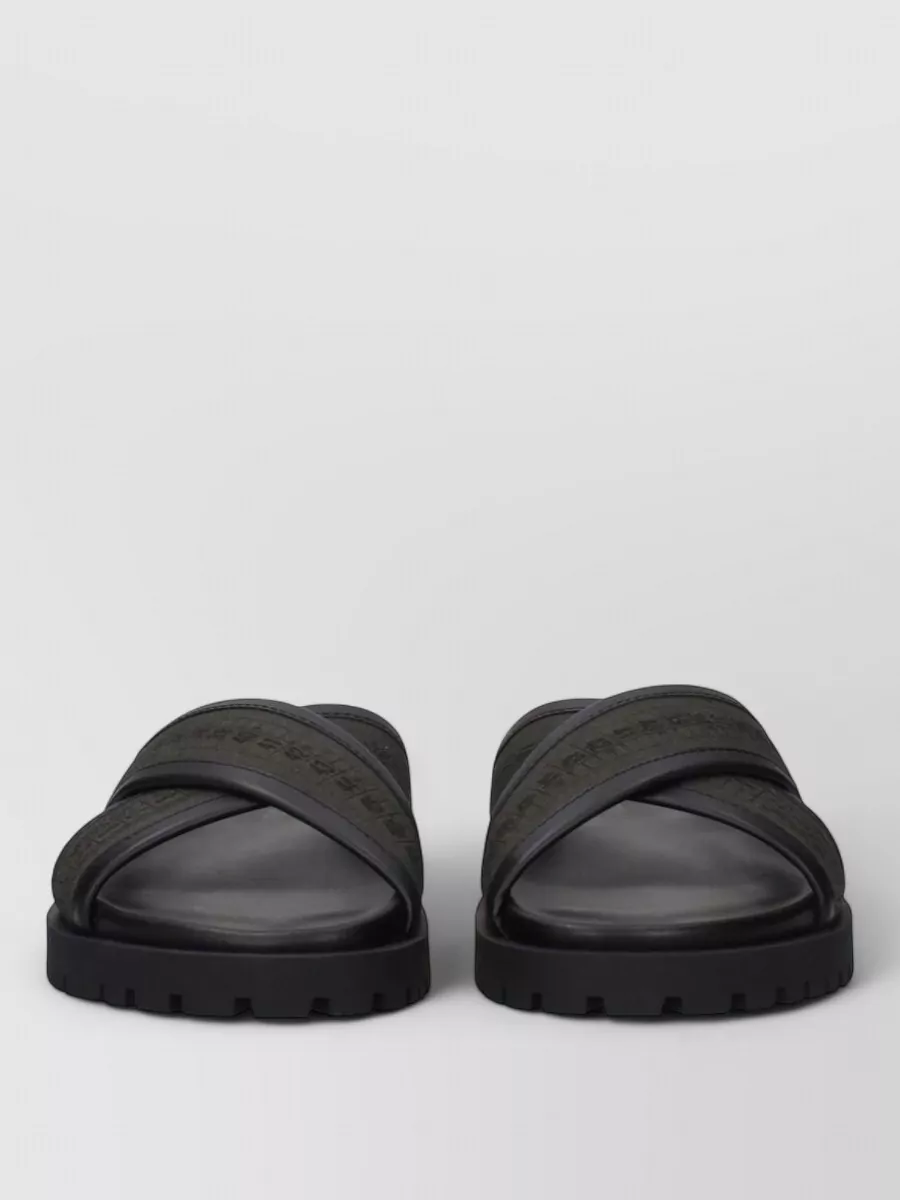 Off-White fabric cross strap sandals