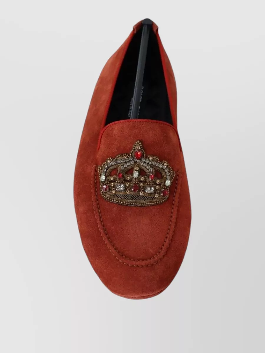 Dolce&Gabbana Leather Crystal-Embellished Loafers