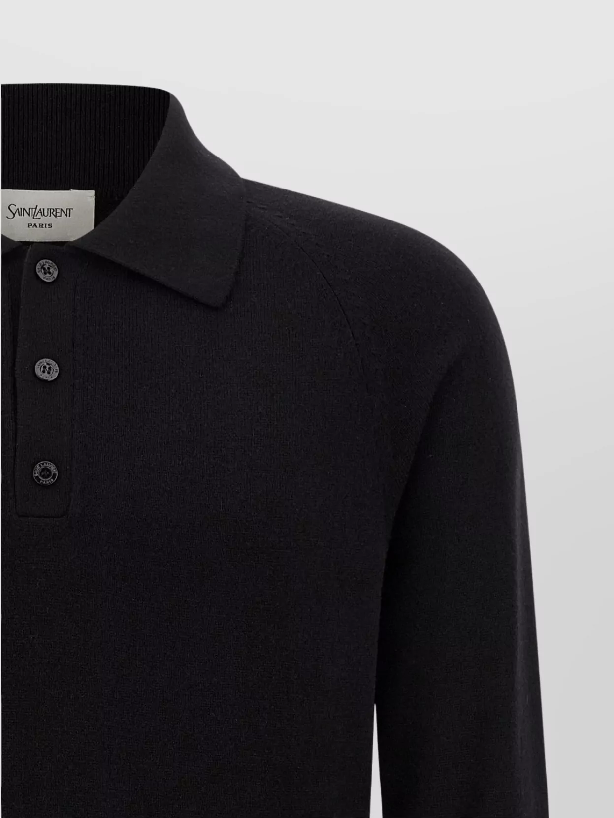 Saint Laurent Wool Polo Shirt Cuffs Ribbed In Black