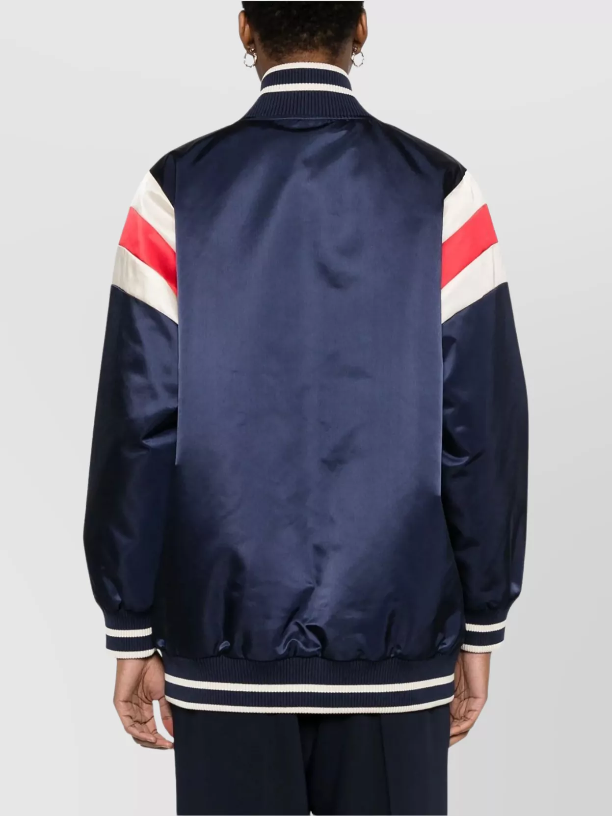 P.a.r.o.s.h Logo-patch Bomber Jacket Featuring Stripe Detailing In Blue