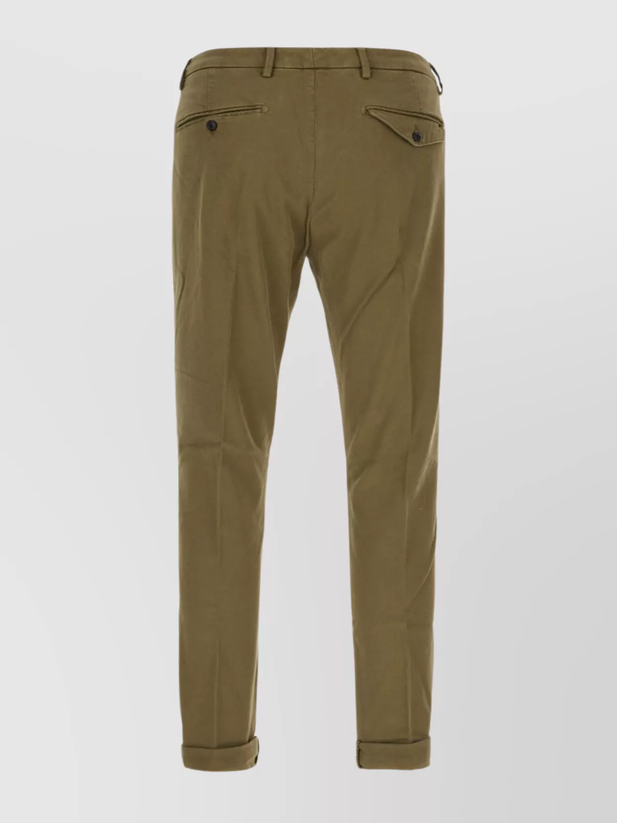 Dondup Trousers With Belt Loops And Rolled Cuffs In Green