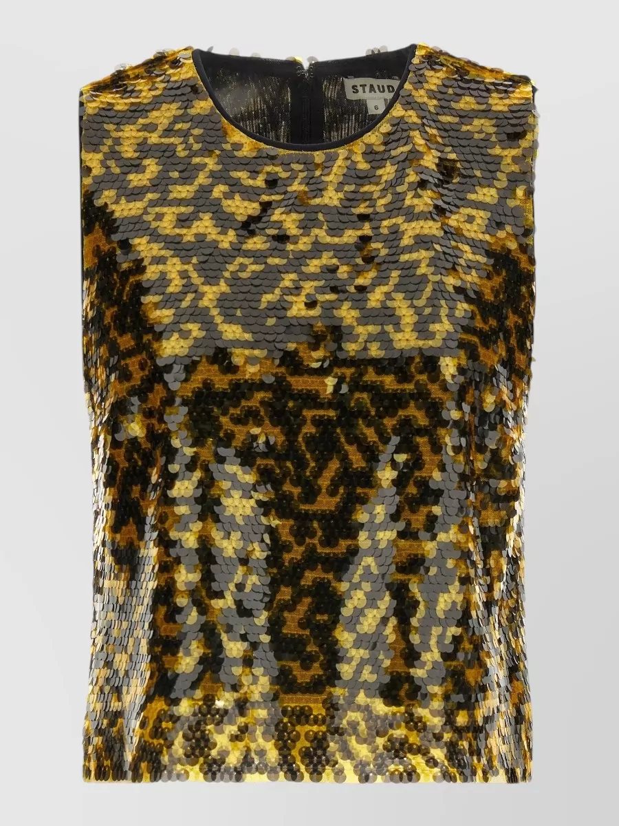 Staud Sequined cropped square-neck top