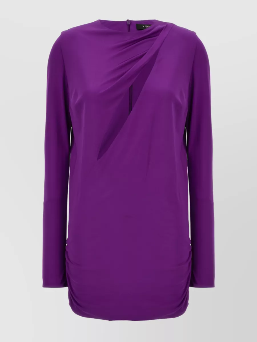 Shop Versace Dynamic Front And Back Cut-out Minidress In Purple