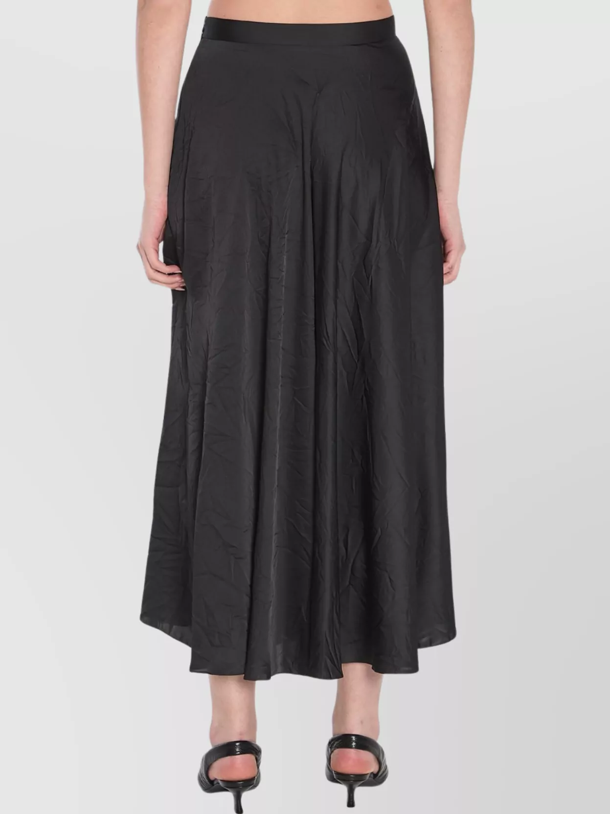 Balenciaga Asymmetrical Satin Midi Skirt In Black