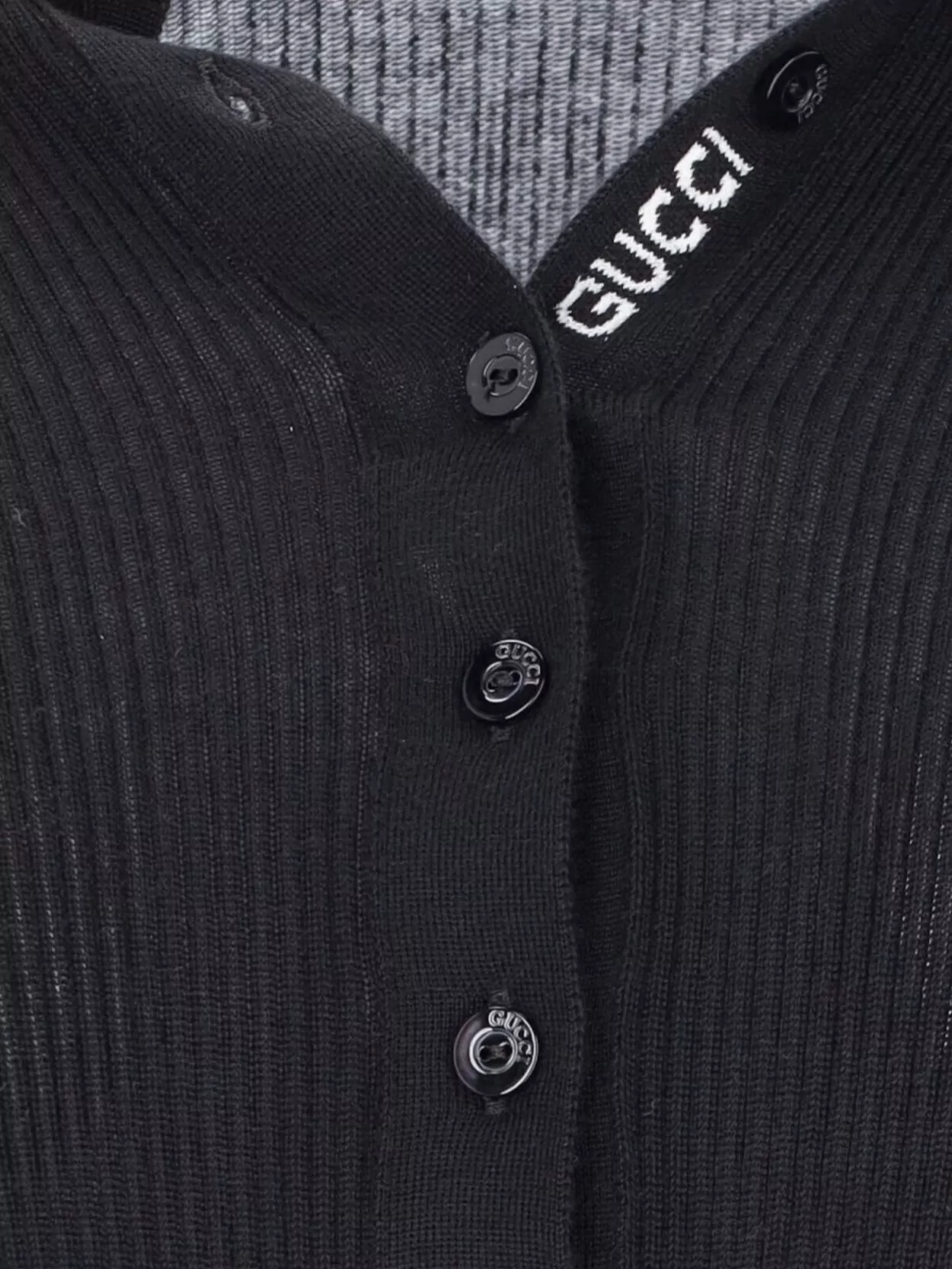Gucci Ribbed Texture Polo Collar Crewneck With Contrast Trim
