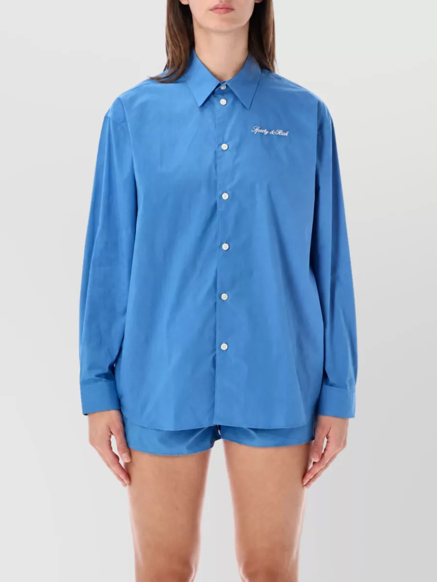 Sporty & Rich cotton logo-print pyjama shirt
