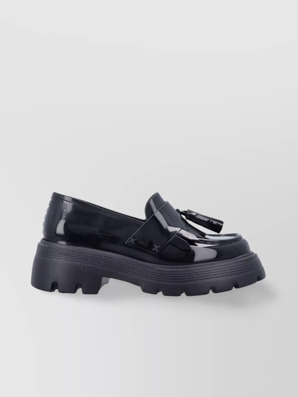 Shop Comme Des Garçons Chunky Sole Glossy Finish Round Toe Tassel Loafer