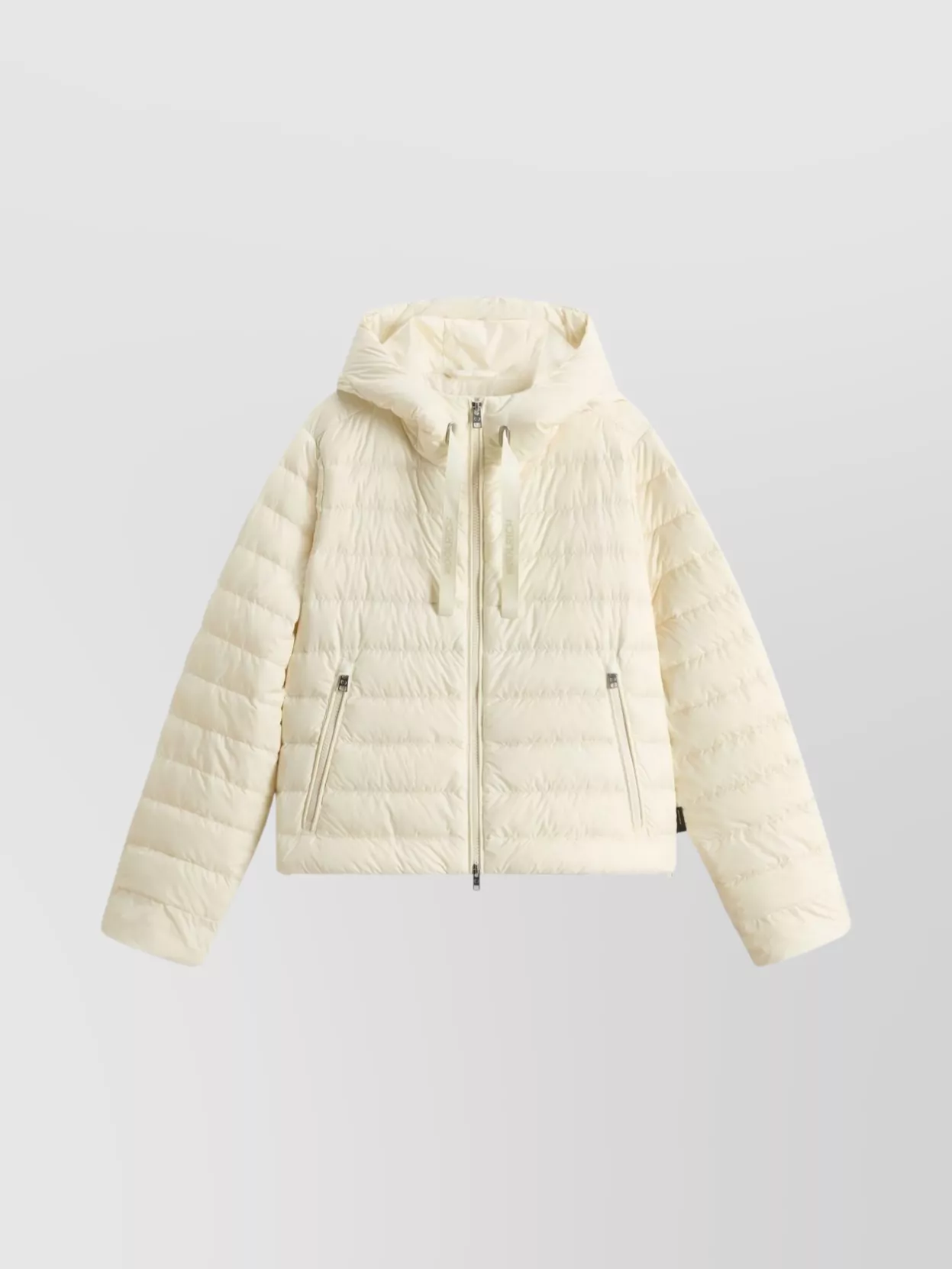 Shop Woolrich Short Down Jacket With Hood And Quilted Pattern