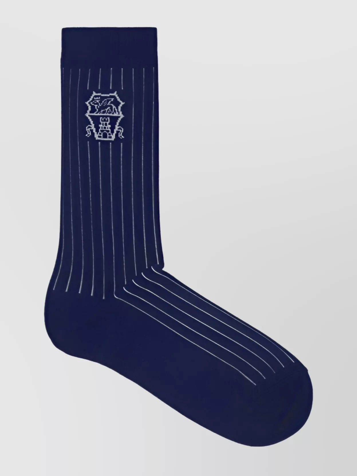 Brunello Cucinelli Side Panel Cotton Socks Half-leg Pinstripe In Blue