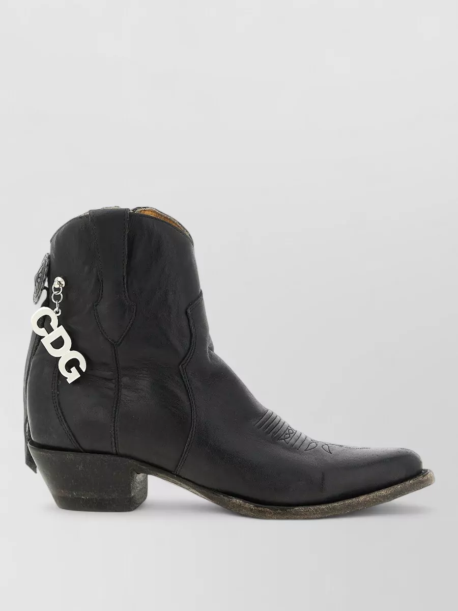 Comme des Garçons leather embroidered ankle boots