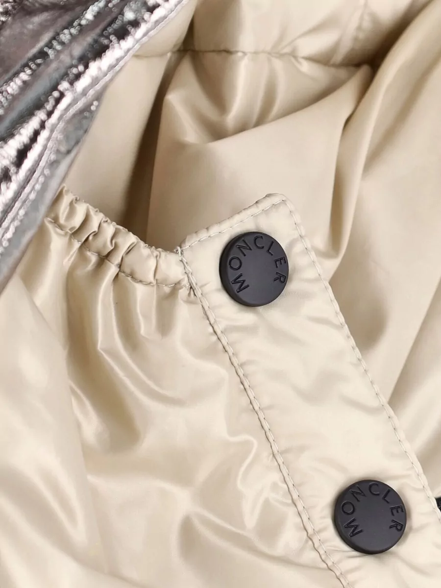 Moncler Grenoble Hooded Metallic Finish Quilted Jacket Elastic Cuffs