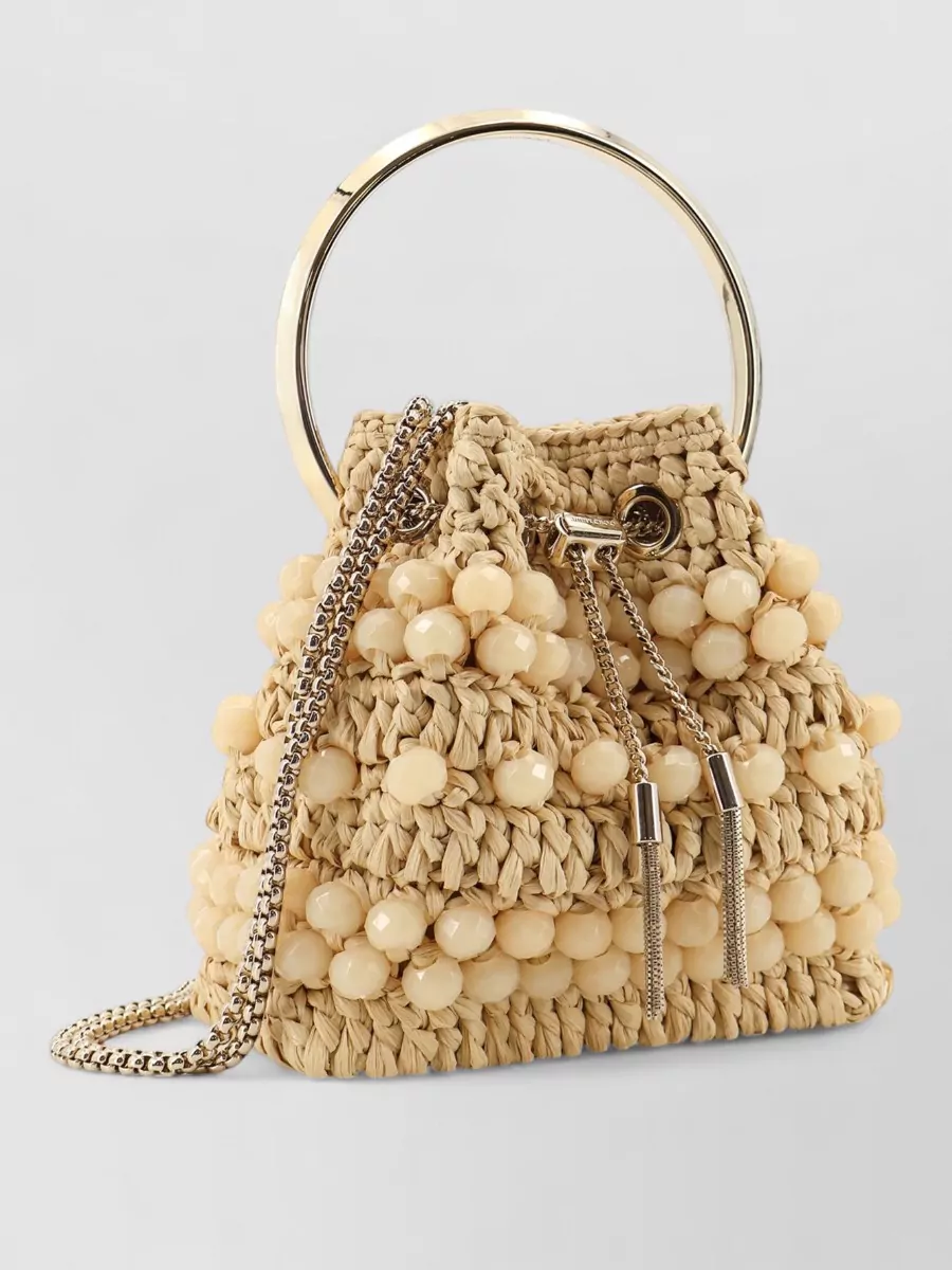 Jimmy Choo Bon Bon Raffia Bucket Bag