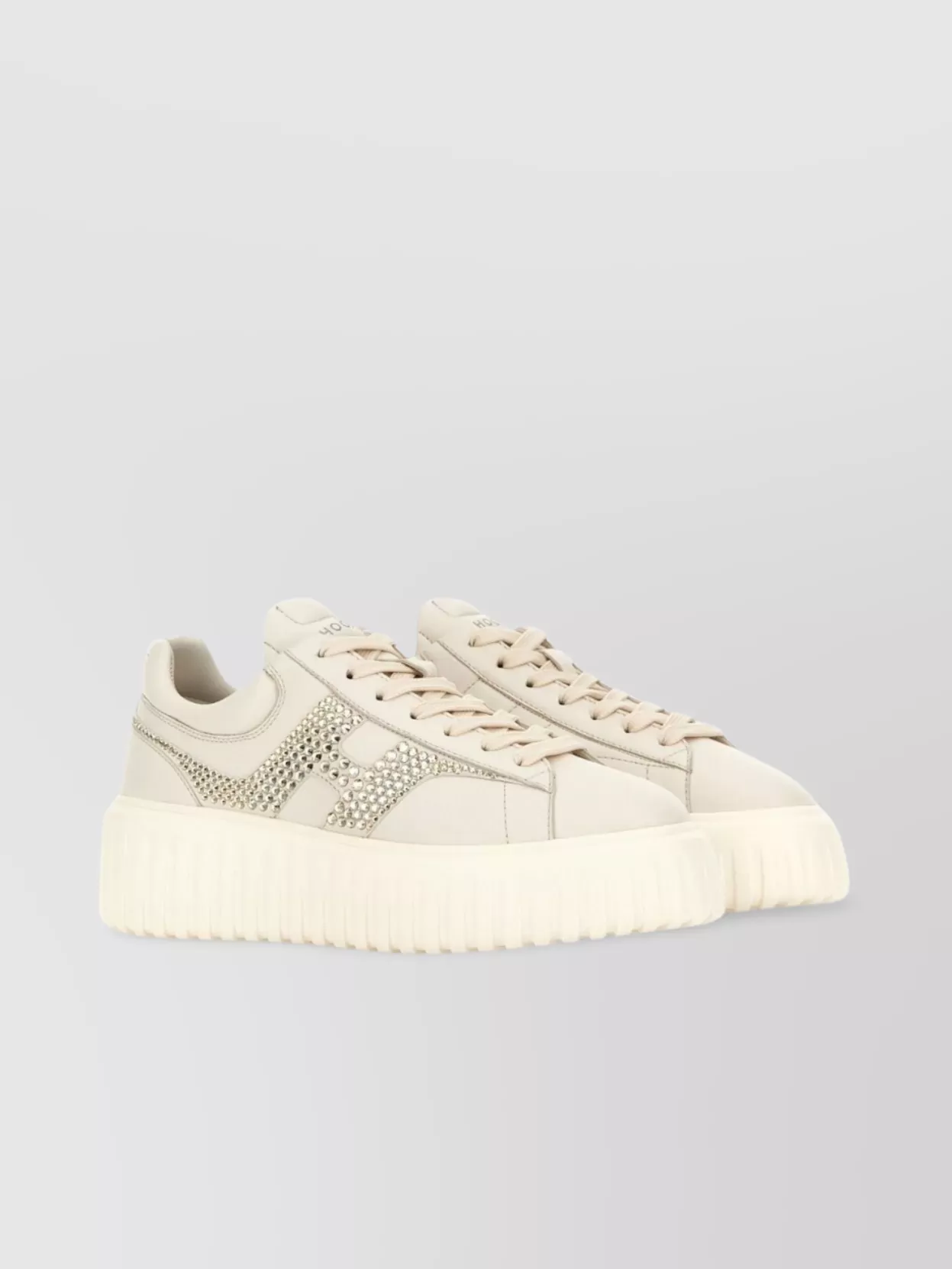 Hogan Striped Leather Sneakers With Logo-Embellished Side Panels