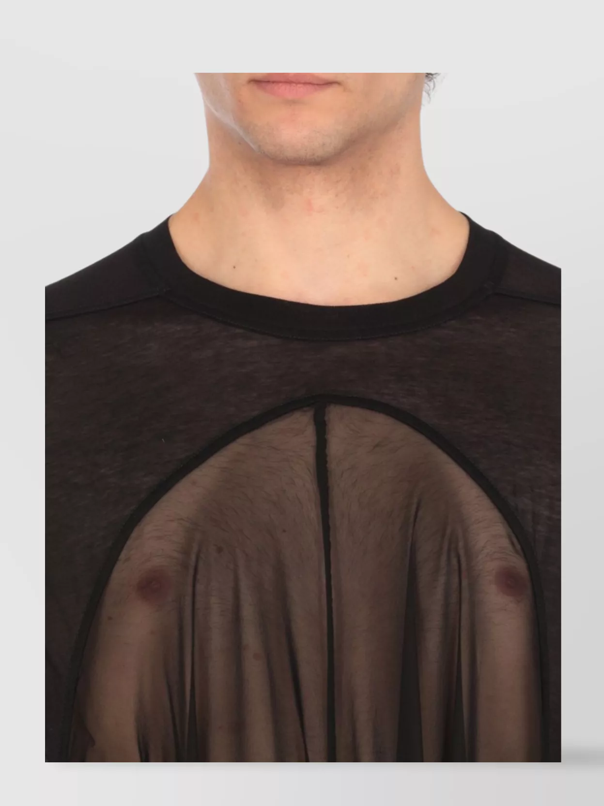Rick Owens Draped Crewneck T-shirt Asymmetrical Hem In Black