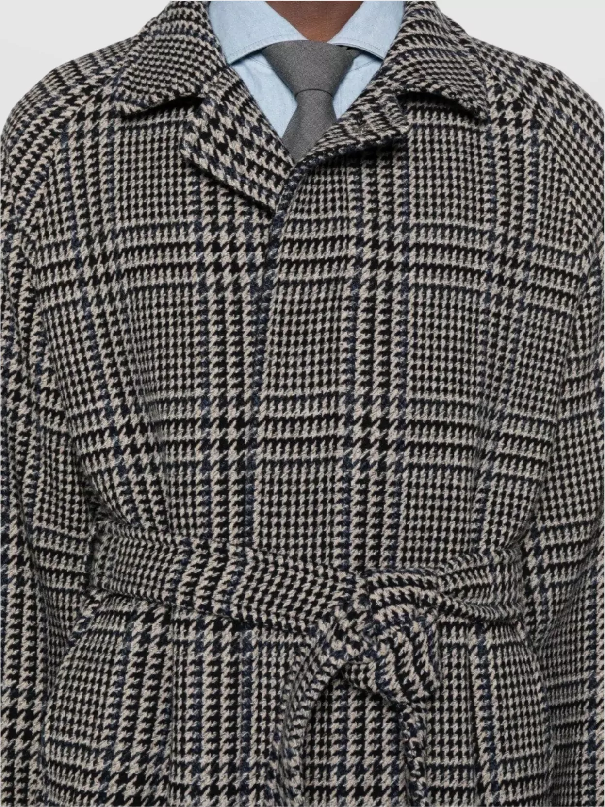 Tagliatore Checked Wool Coat Belted Waist