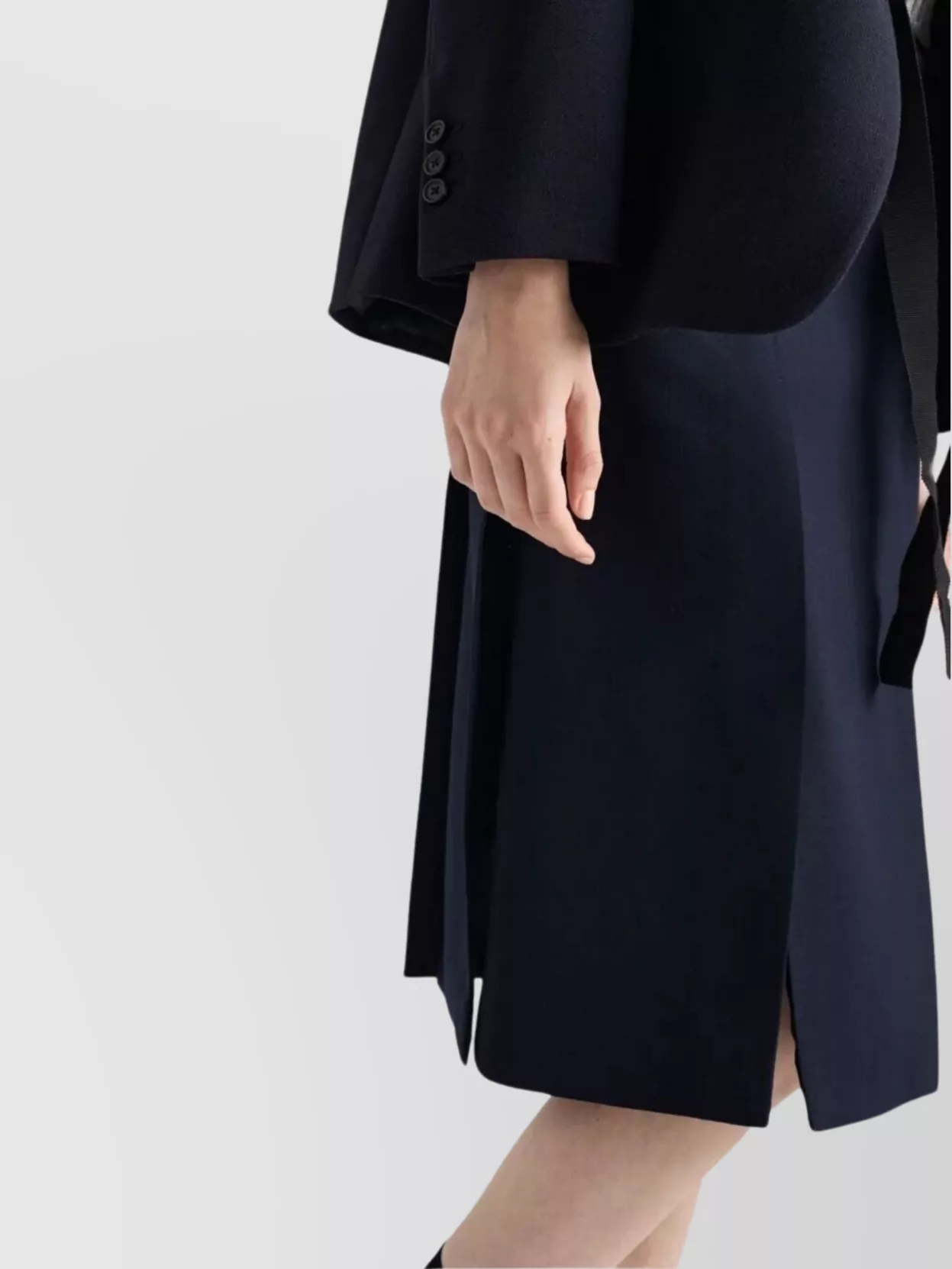 Prada Midi Skirt With Side Slit And Pleats