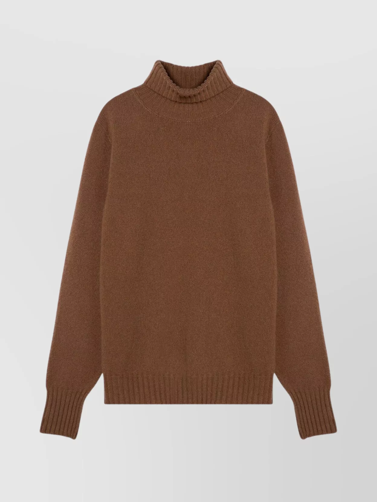 Drumohr Ribbed Cuffs Wool Turtleneck Sweater In Brown