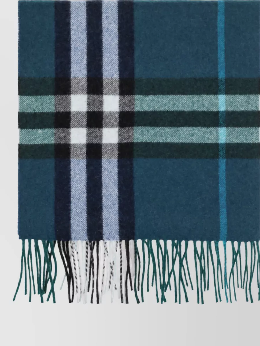 Burberry checked fringed cashmere scarf