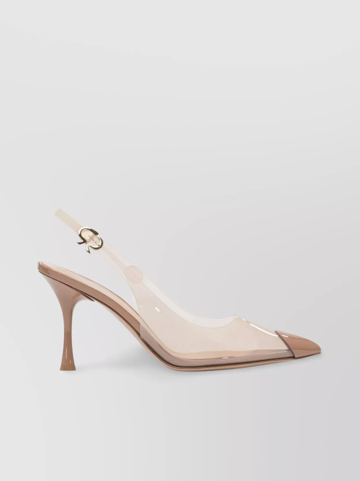 Gianvito Rossi Transparent Pointed Toe Pumps With Buckle Detail In Pink