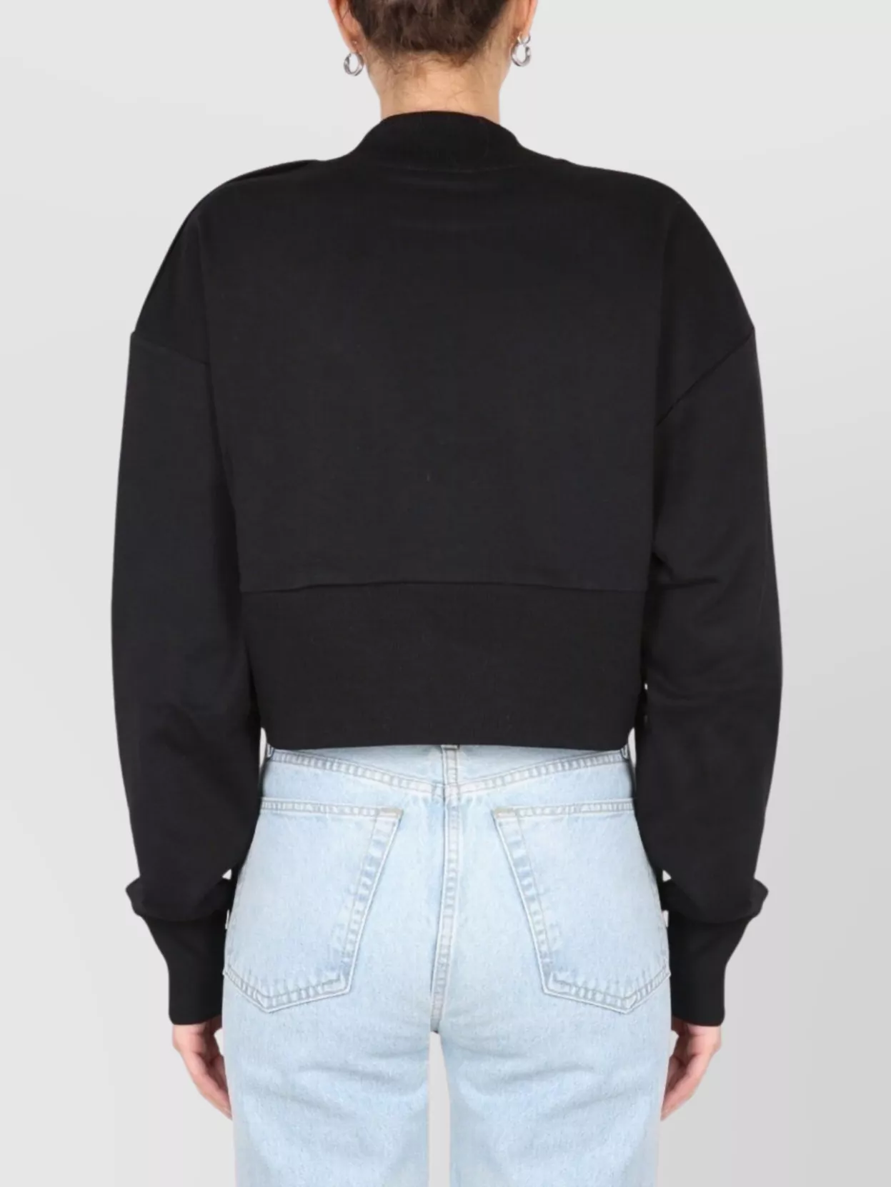Balmain Logo Print Long Sleeve Mock Neck Sweatshirt