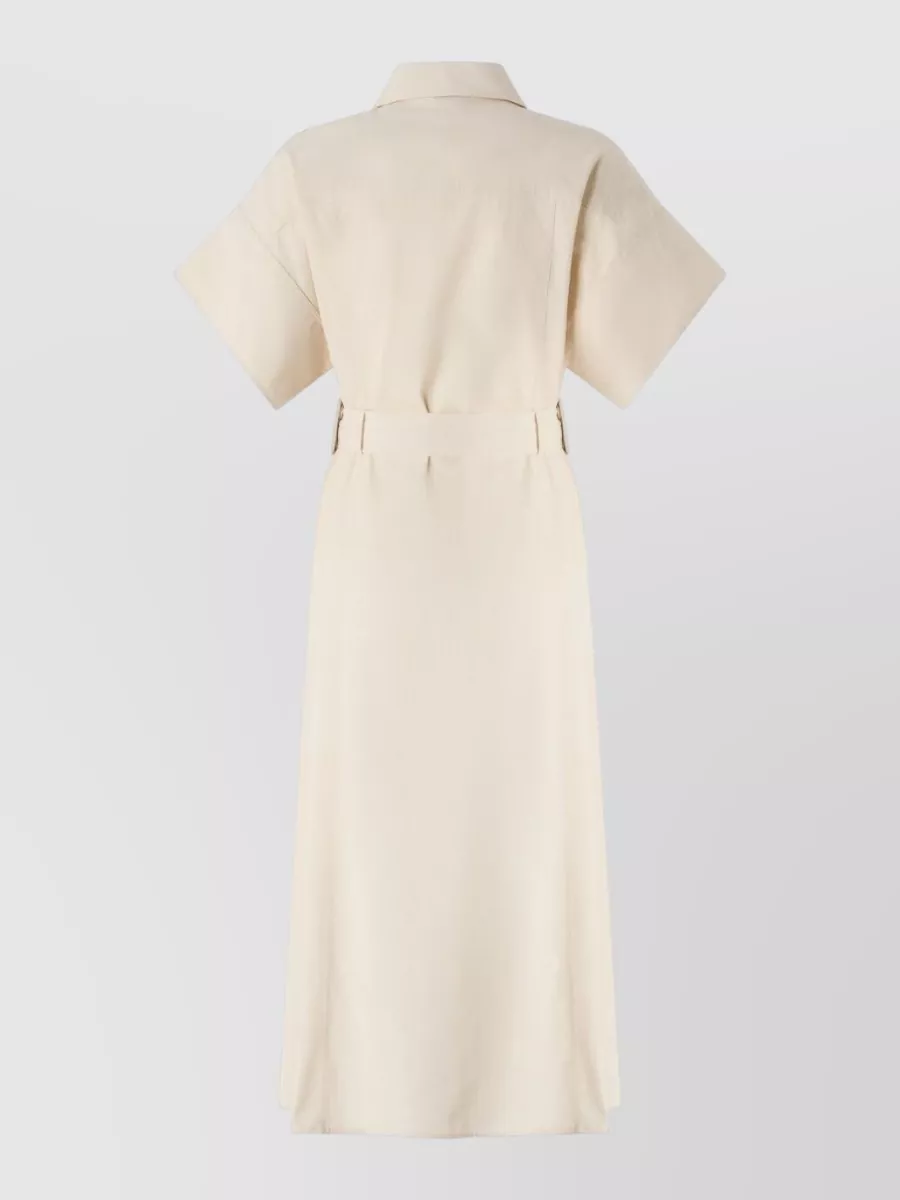 Pinko Cotton Short Sleeve Belted Midi Shirt Dress