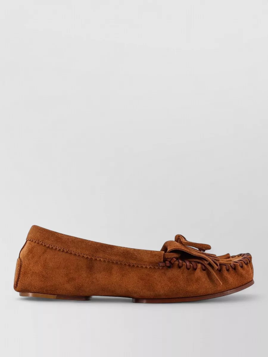 Paris Texas Loafers Bow Detail Moccasin Stitching Suede