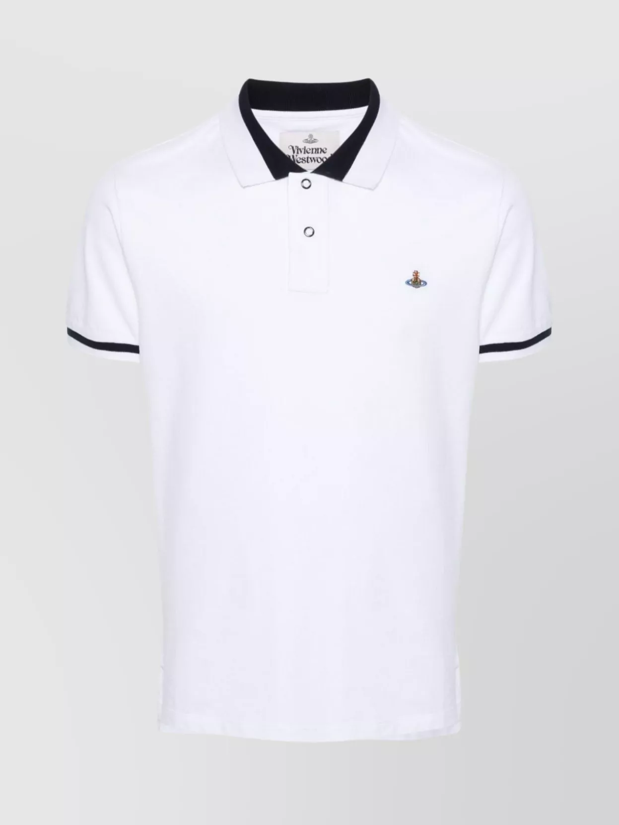 Shop Vivienne Westwood Striped Tipping Polo Shirt With Short Sleeves In White