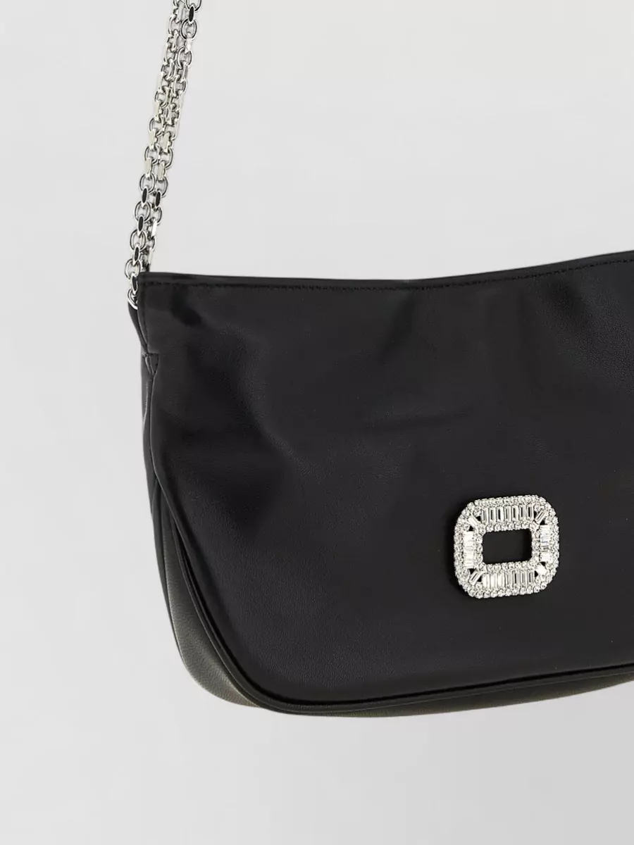 Roger Vivier Leather Crystal-Embellished Shoulder Bag