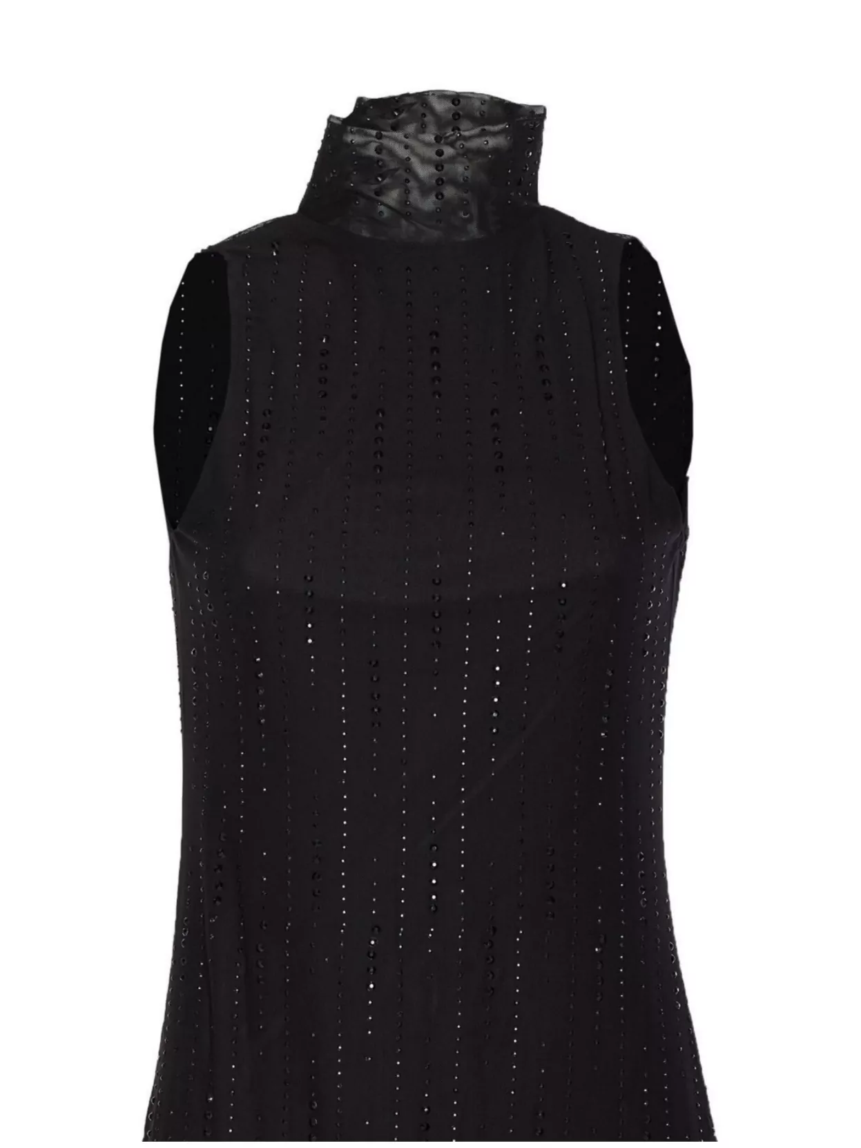 Liu •jo Halter Neck Backless Dress With Sheer Overlay In Black