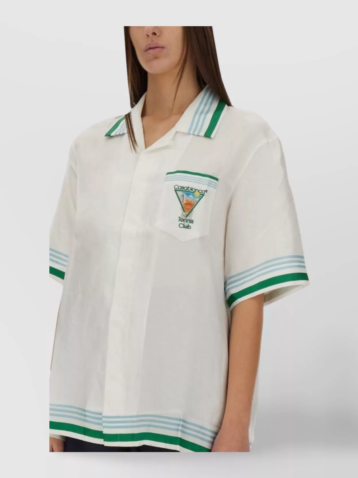 Casablanca Silk Shirt With Graphic Print And Chest Pocket