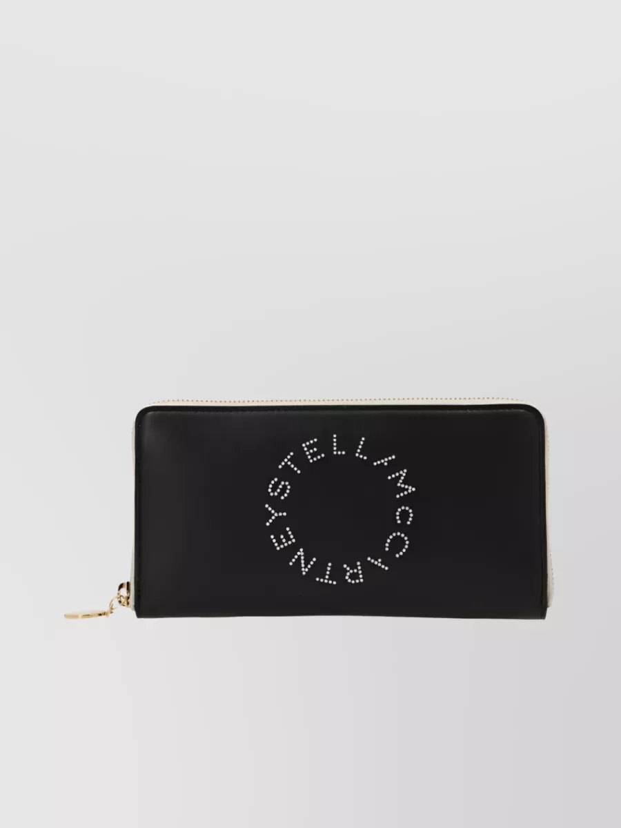 Shop Stella Mccartney Stella Logo Perforated Zip Wallet In Black
