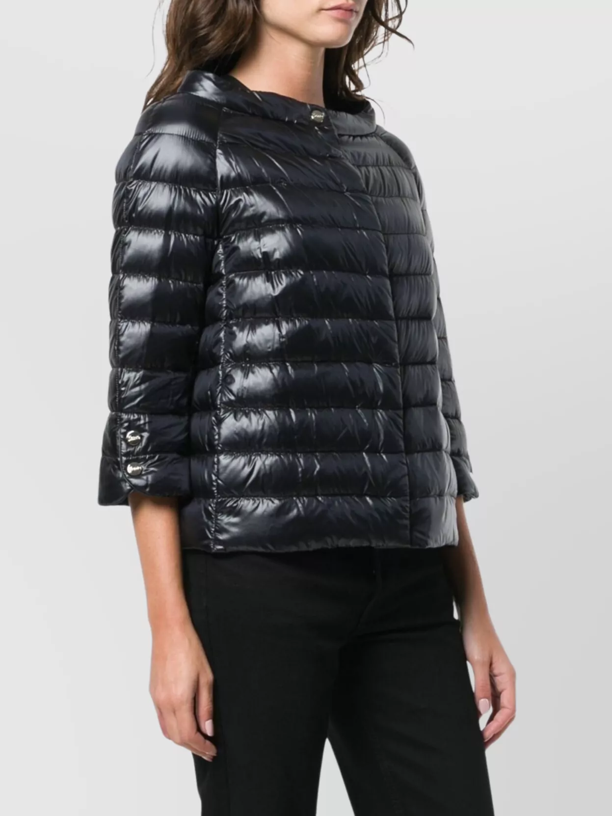 Herno Down Feather Winter Jacket With Quilted Sleeves