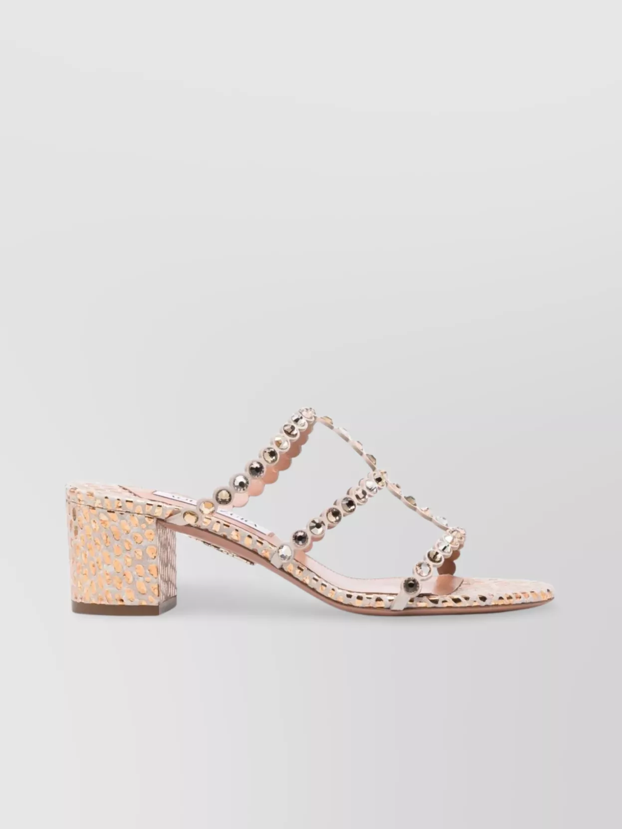 Aquazzura Crystal Embellished Block Heel Sandals
