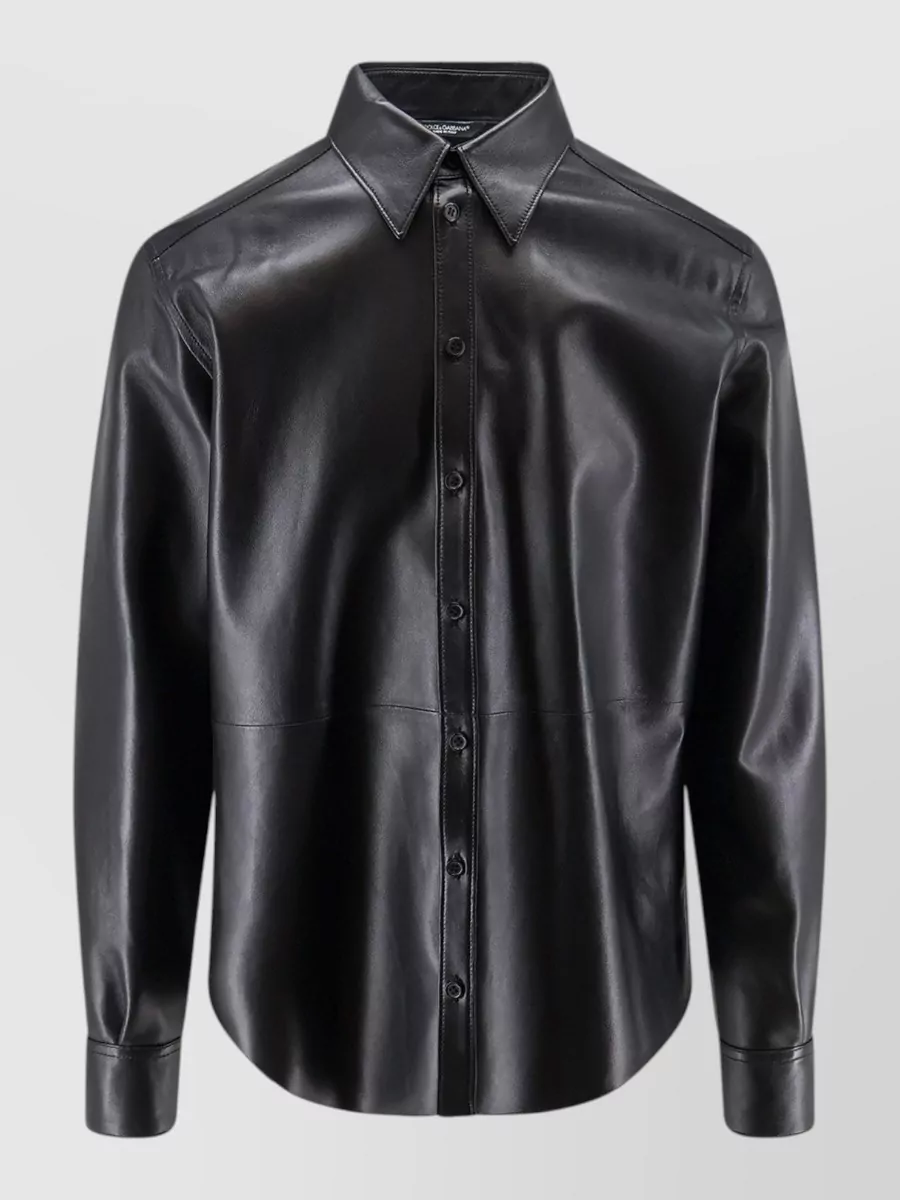 Dolce&Gabbana leather button-up shirt jacket