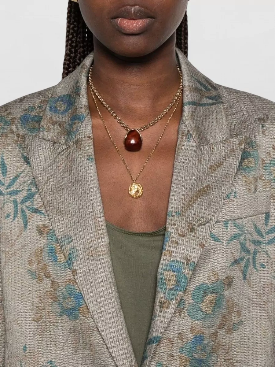 Forte Forte Floral-Print Herringbone Single-Breasted Jacket