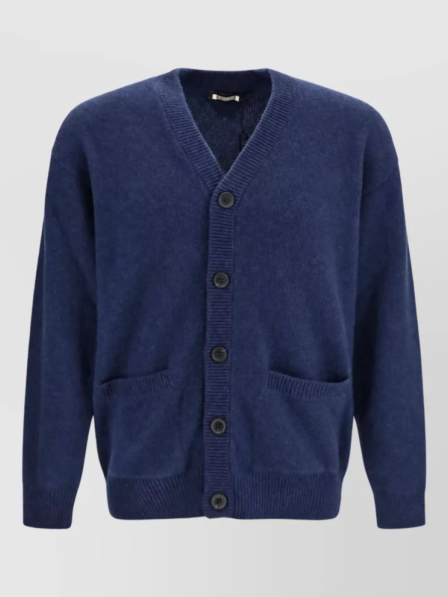 Prada Cashmere v-neck ribbed cardigan