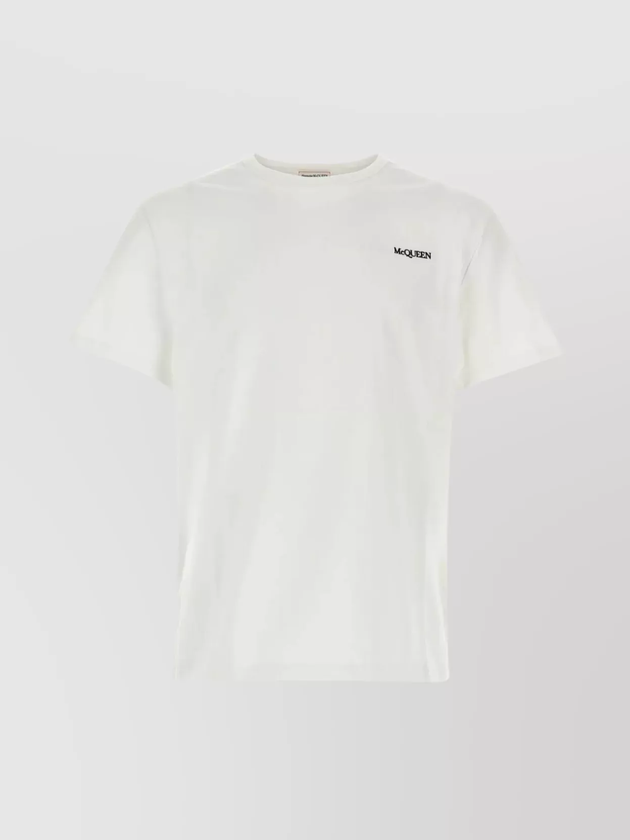 Shop Alexander Mcqueen Ribbed Crew-neck Short Sleeve Cotton T-shirt In White