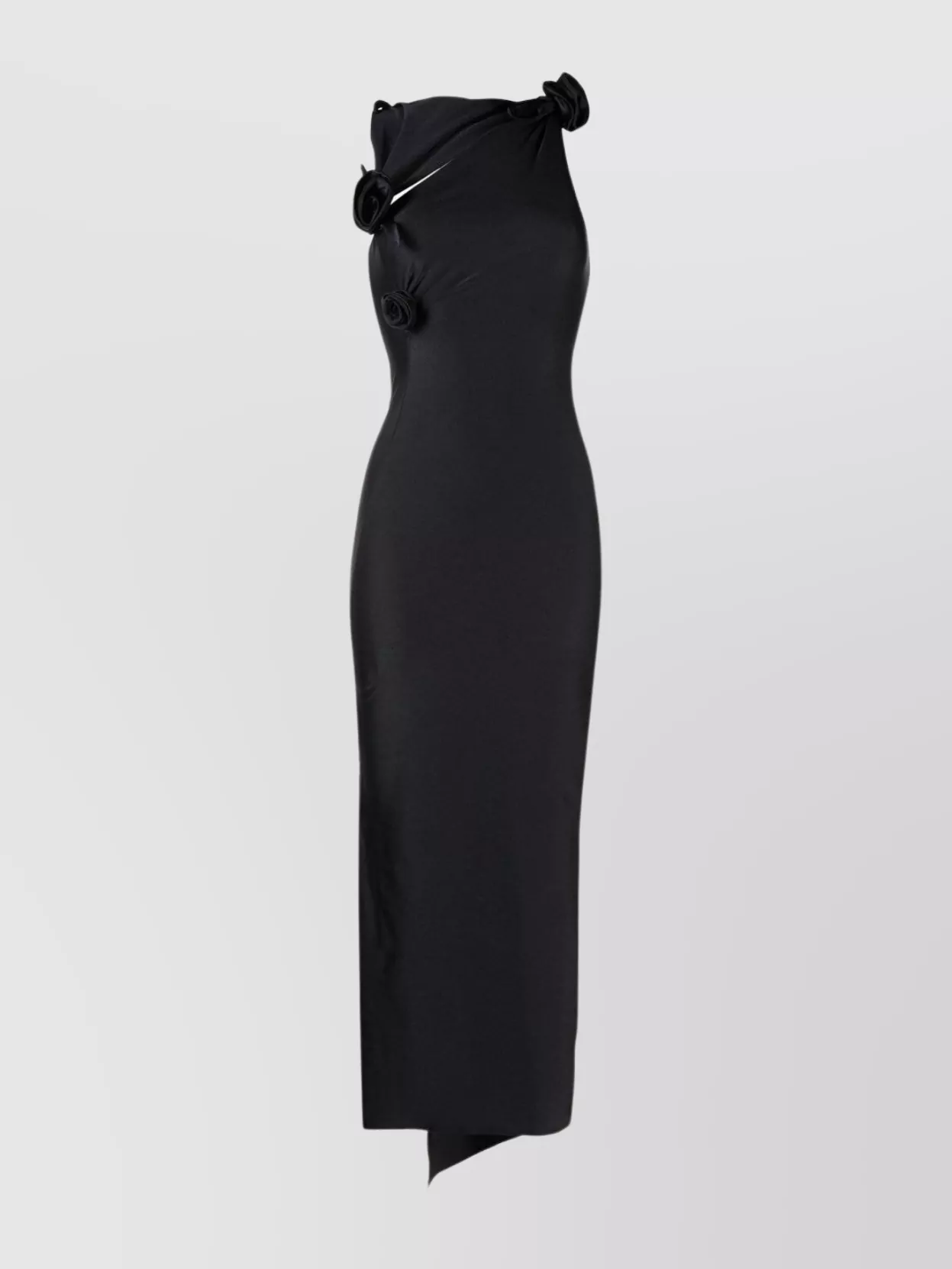 Shop Coperni Maxi Dress With Asymmetric Hemline And Floral Appliqué