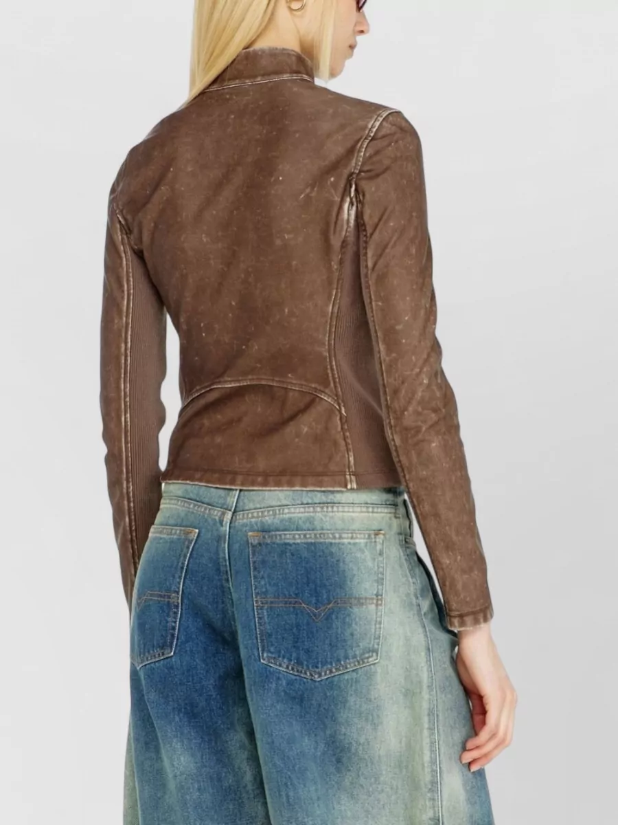 Diesel Ribbed-Knit Biker Jacket