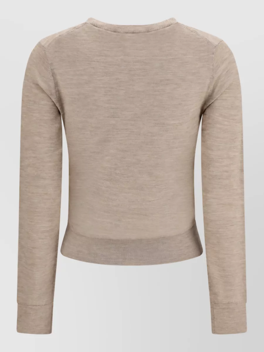Tory Burch Wool Ribbed Crew Neck Long-Sleeve Sweater