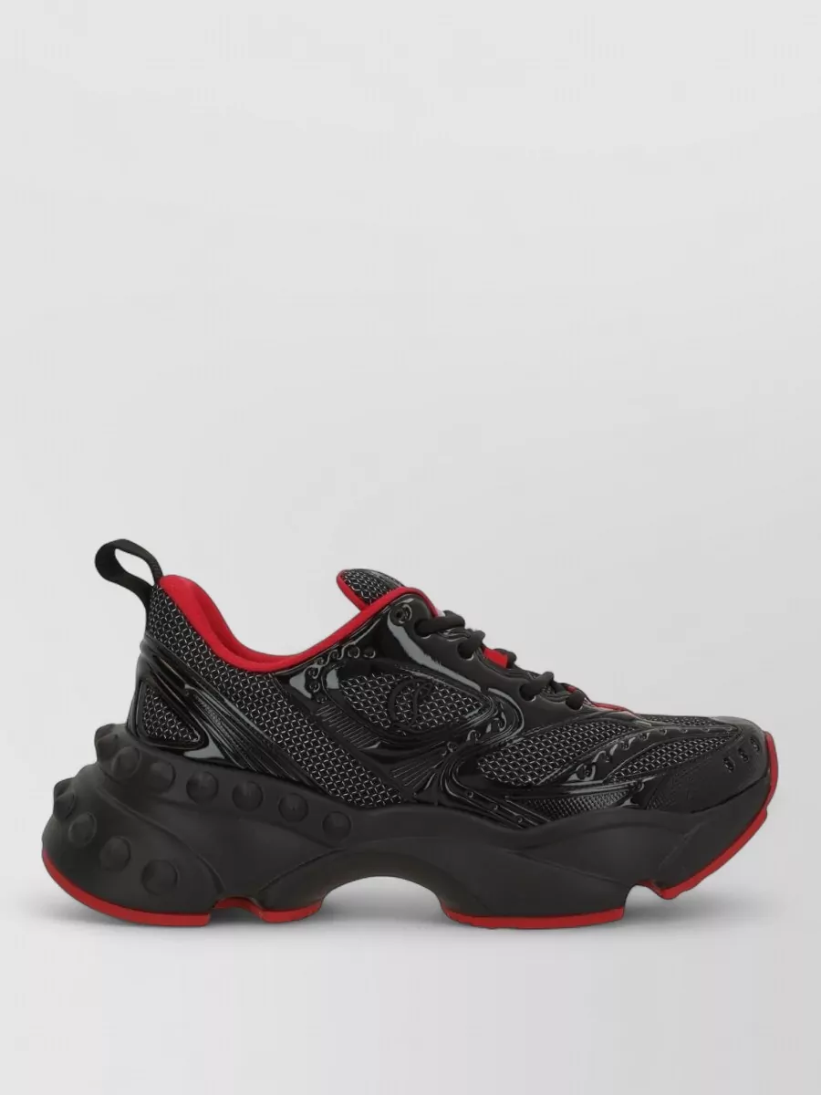 Christian Louboutin Low Top Sneakers Mesh Panels Rubber Sole