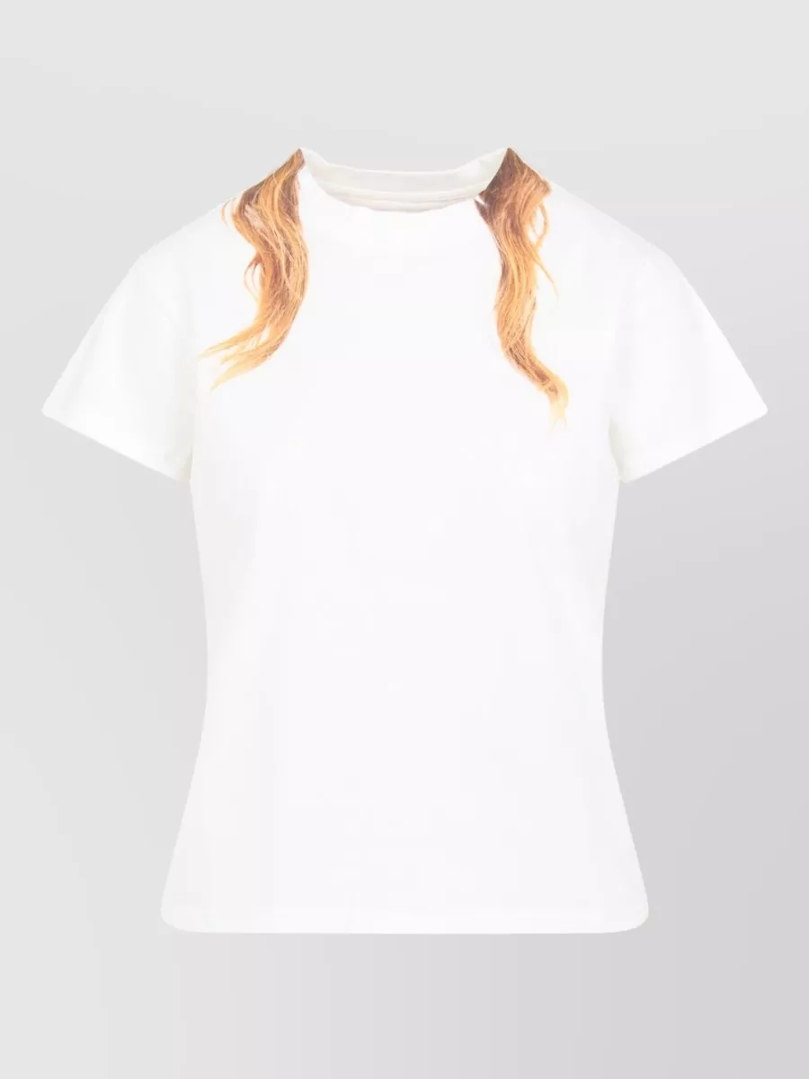 Mm6 Maison Margiela Graphic Print Short Sleeve Round Neck Top