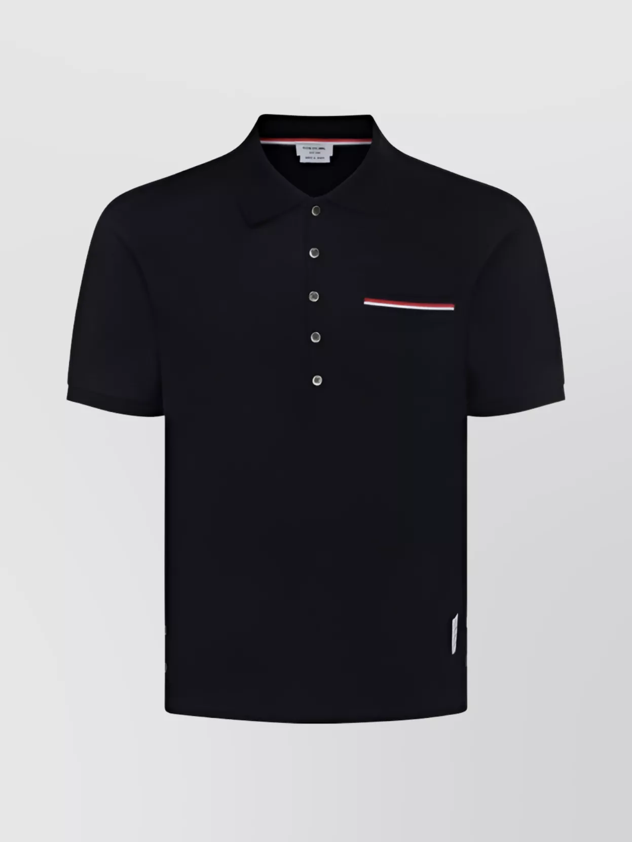 Shop Thom Browne Cotton Polo Shirt With Button-up Collar And Side Slits
