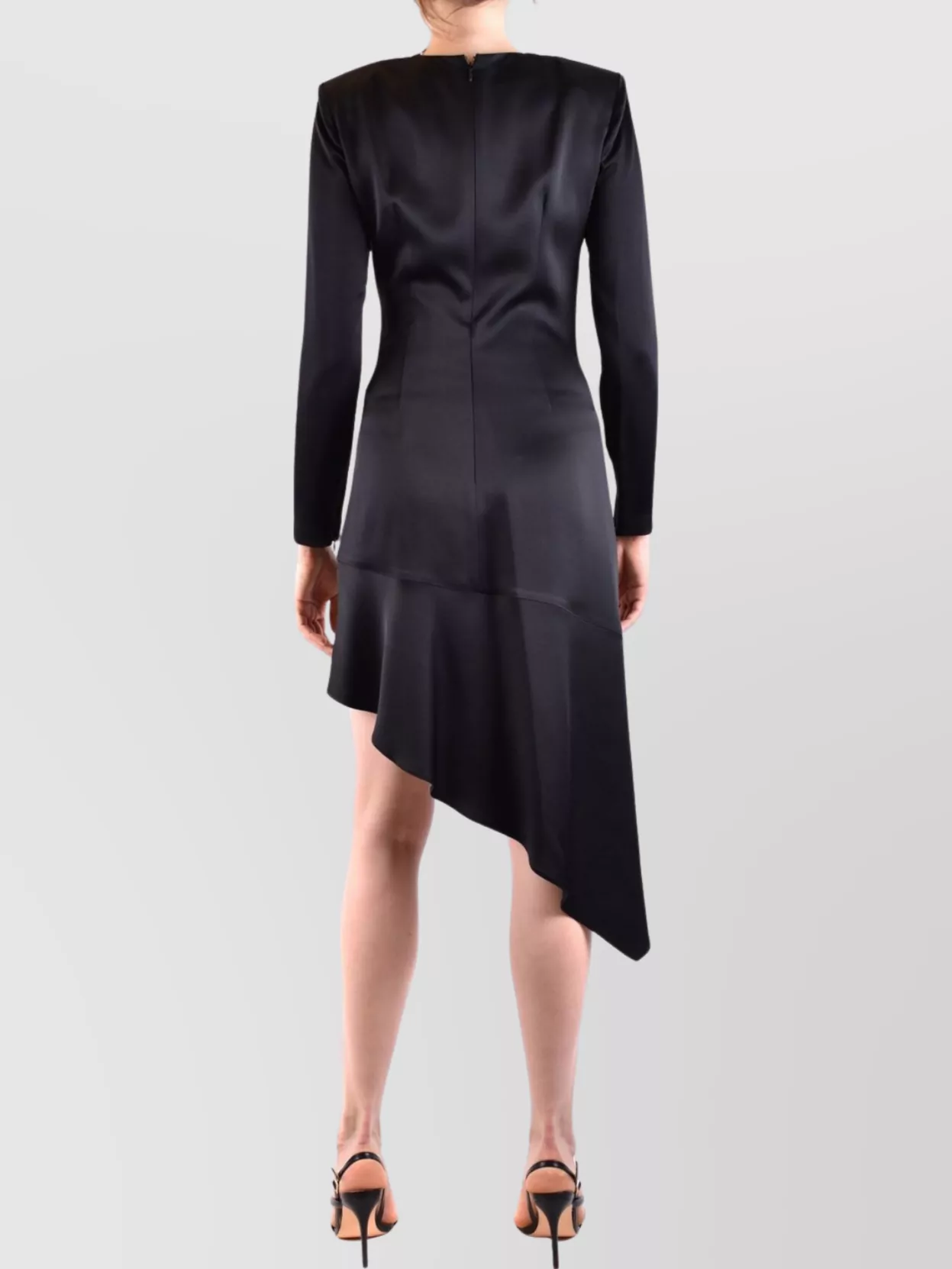 Elisabetta Franchi Black Asymmetric Dress With Necklace In Black